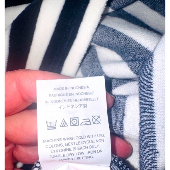 Madewell Striped Velour Terry Cloth Nautical T-Shirt Dress Navy White Cotton M - Picture 10 of 10